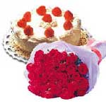 9 adet kirmizi g�l ve pasta   T�rkiye kaliteli taze ve ucuz �i�ekler 