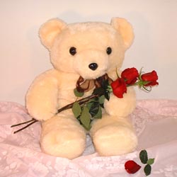 3 g�l ve oyuncak ayicik   T�rkiye �nternetten �i�ek sipari�i 