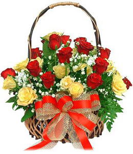  T�rkiye �i�ek yolla , �i�ek g�nder , �i�ek�i   11 sari 8 kirmizi g�lden sepet tanzimi