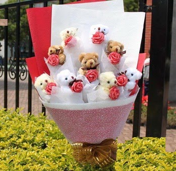  T�rkiye hediye �i�ek yolla  9 adet ayicik ve 9 adet yapay g�l