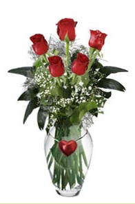  T�rkiye ucuz �i�ek g�nder  5 adet kirmizi g�l ve kalp �ubuklu