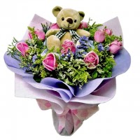 11 adet yapay g�l 15 cm boyutunda ayi buketi  T�rkiye hediye sevgilime hediye �i�ek 