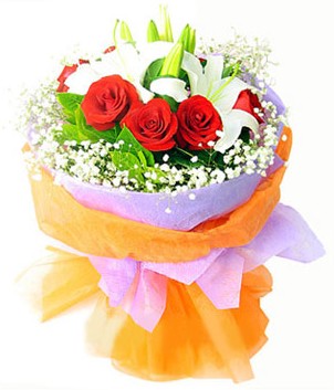  T�rkiye kaliteli taze ve ucuz �i�ekler  1 dal kazablanka 7 adet k�rm�z� g�l buketi