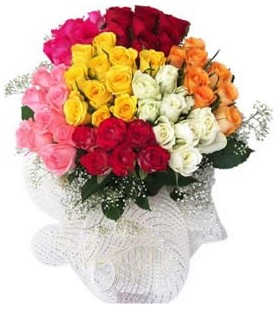  T�rkiye online �i�ek�i , �i�ek sipari�i  51 adet farkl� renklerde g�l buketi