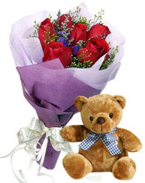 7 adet k�rm�z� g�l 15 cm boyutlar�nda ay�c�k  T�rkiye ucuz �i�ek g�nder 