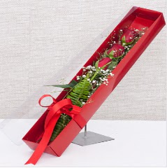 Kutu i�erisinde 3 adet k�rm�z� g�l  T�rkiye �i�ek�i ma�azas� 