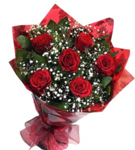 6 adet k�rm�z� g�lden buket  T�rkiye hediye sevgilime hediye �i�ek 