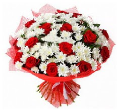 11 adet k�rm�z� g�l ve 1 demet krizantem  T�rkiye uluslararas� �i�ek g�nderme 