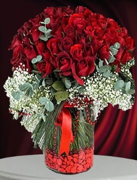 Cam vazoda 51 adet g�l s�z ni�an �i�e�i  T�rkiye yurti�i ve yurtd��� �i�ek sipari�i 