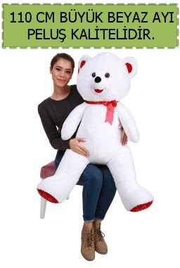 110 cm b�y�k kocaman pelu� beyaz ay�  T�rkiye �i�ek yolla , �i�ek g�nder , �i�ek�i  