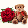  T�rkiye �i�ek�i ma�azas�  5 g�l ve orta boy ayicik