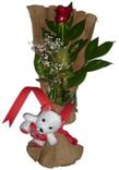  T�rkiye yurti�i ve yurtd��� �i�ek sipari�i  1 adet kirmizi g�l ve pelus oyuncak 