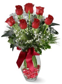 7 adet vazoda g�l  T�rkiye �i�ek sat���  kirmizi g�l