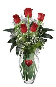  T�rkiye ucuz �i�ek g�nder  5 adet kirmizi g�l ve kalp �ubuklu