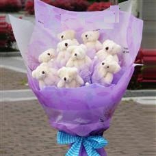  T�rkiye �i�ek�iler  11 adet k���k ayiciktan g�rsel ayi buketi