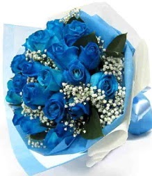 15 adet mavi g�lden �ahane e�siz buket  T�rkiye �i�ek�iler 