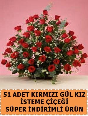 51 Adet k�rm�z� g�lden k�z isteme �i�e�i  T�rkiye �i�ek sat��� 