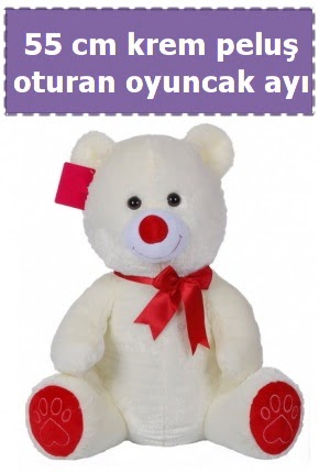 55 cm krem orta boy oturan pelu� ay�  T�rkiye �i�ek g�nderme sitemiz g�venlidir 