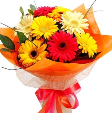 9 adet kar���k gerbera buketi  T�rkiye �nternetten �i�ek sipari�i 
