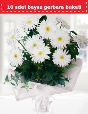 10 Adet beyaz gerbera buketi  T�rkiye �nternetten �i�ek sipari�i 